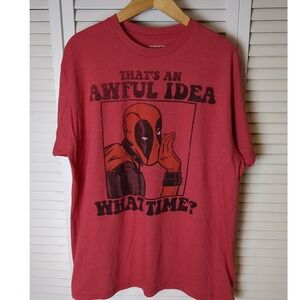 Marvel Deadpool T-Shirt XL Men's Red Graphic Tee Tagless Cotton Poly Blend